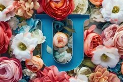 Letter U Floral Background Wallpaper Product Image 1