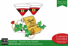 Martinis - Thank you Santa - PNG files for Sublimation Product Image 1