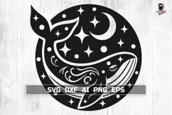 Celestial Whale SVG, Magic Nautical Cut file PNG DXF Product Image 1