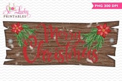 Merry Christmas sign watercolor printable sublimation design Product Image 1