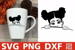 Peeking Afro Girl svg, Black Kids, Melanin svg, Afro Puffs Product Image 3