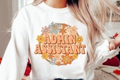 Retro Groovy Floral Admin Assistant Png Sublimation Design Product Image 3