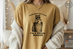Everybody Stay Calm I’m a Social Worker, Retro Raccoon Meme Product Image 3