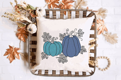 Two Blue Pumpkin with leaves Embroidery Design Product Image 2