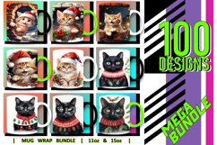100 Cat Mug Wrao Bundle Sublimation PNG, 11oz 15 oz, Kitty Product Image 13
