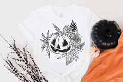Halloween Floral Pumpkin, Jack-o-lantern, Machine Embroidery Product Image 4