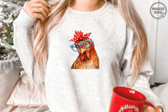 Watercolor Chicken with Bandana and Glasses|Farm Animal PNG Product Image 4