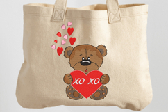Cute Bear with Heart, XOXO Machine Embroidery File. Product Image 2