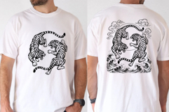 Vintage Tattoo Fighting Tigers, Retro Asian Tattoo Style SVG Product Image 5