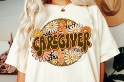 Caregiver Png Retro Groovy Floral Leopard Sublimation Design Product Image 3