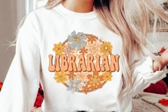 Librarian Png Retro Groovy Floral Librarian Sublimation Product Image 3