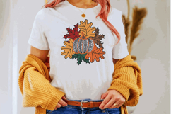 Pumpkin with Fall Leaves Embroidery Design Product Image 3
