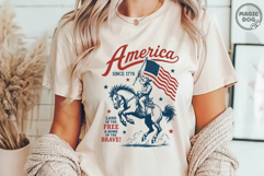 America Since 1776 Patriotic Cowboy Rider American Flag Product Image 3