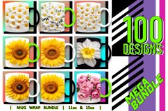 100 3D Flower Mug Wrao Bundle Sublimation PNG, Sunflower PNG Product Image 14