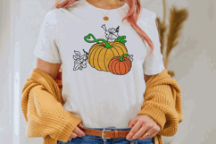 Two Pumpkins with leaves Embroidery Design Product Image 3