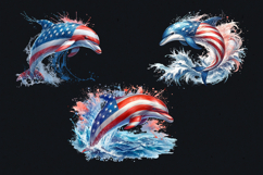 4th of July Dolphin sublimation print design PNG Product Image 2