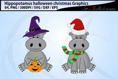 hippopotamus halloween svg / hippopotamus christmas svg Product Image 3