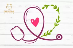 Floral Stethoscope SVG, Nurse Floral Monogram SVG Product Image 2