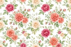 Elegant watercolor rose garden seamless pattern Mother's Day Product Image 1