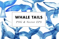 Watercolor Whale Tails Illustration Clip Art PNG & Vector Product Image 1