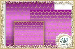 18 Digital Papers - Purple with Gold Glitter - Mermaid Scale Product Image 4