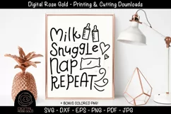 Milk Snuggle Nap Repeat - New Baby SVG, Breastfeeding SVG Product Image 1