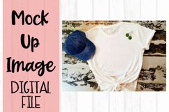 White Short Sleeve Tee Shirt with Cap Mock Up Product Image 1
