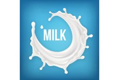 Milk Splash Vector. Creamy Pouring. Healthy Yoghurt. Purity Product Image 1