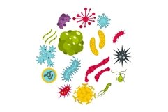 Virus bacteria set flat icons Product Image 1