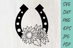 Horseshoe and Sunflower SVG, Floral horseshoe SVG Product Image 1
