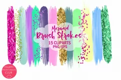 Mermaid Brush Strokes Clipart- Brush Strokes Clipart Mermaid Product Image 1