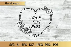 Heart SVG | Monogram SVG Floral Heart | Love SVG Product Image 3