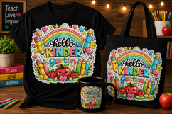 Hello Kindergarten PNG | Cute Rainbow Back to School Design Product Image 1