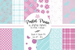 Pink and Blue Pastel Digital Papers Bundle - Set of 12 Product Image 1