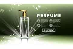 Cosmetic Glass Ads Vector. Luxury, Fashion. Fragrance Product Image 1