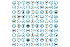 100 hotel training icons set, flat style Product Image 1