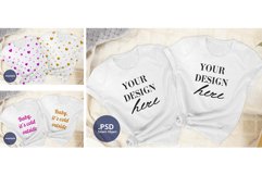 Two White T-shirts Mockup on a Neutral background PSD & JPG Product Image 1