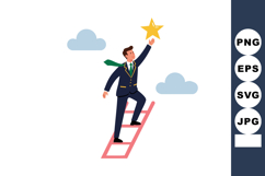 Businessman climbing ladder reaching golden star success ach Product Image 1