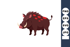 Wild boar animal with red spots vector illustration in carto Product Image 1