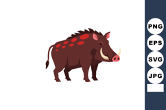 Wild boar animal with red spots vector illustration in simpl Product Image 1