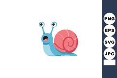 Cute cartoon blue snail with pink shell vector illustration Product Image 1
