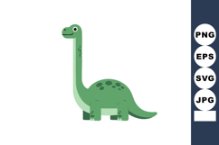 Green long neck cartoon dinosaur vector illustration in play Product Image 1
