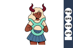 Taurus zodiac sign girl holding astrological symbol with hor Product Image 1