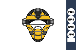 Baseball Catcher Yellow Helmet Mask Protective Gear Illustra Product Image 1