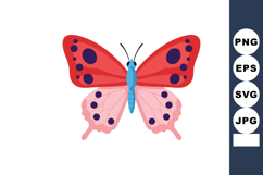 Colorful butterfly with red and pink wings vector illustrati Product Image 1