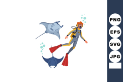 Diver exploring marine life with manta rays in vibrant under Product Image 1