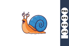 Cartoon snail with blue shell and orange body vector illustr Product Image 1