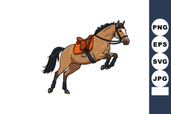 Horse jumping with saddle and reins in dynamic pose vector i Product Image 1