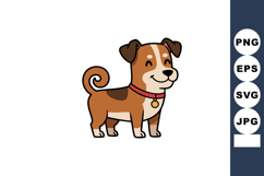 Small smiling brown dog with curled tail and collar vector i Product Image 1