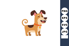 Happy brown dog with curled tail and orange collar cartoon v Product Image 1